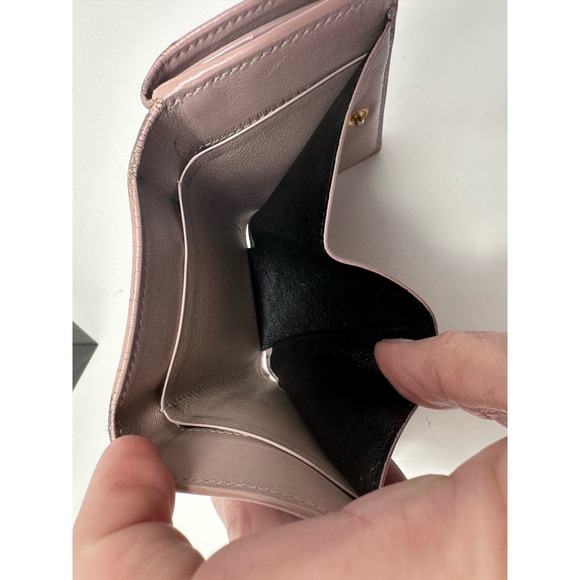 Auth Saint Laurent Fold Purse Mini Wallet Ysl Beige Pink Leather Pre- loved - Picture 4 of 9